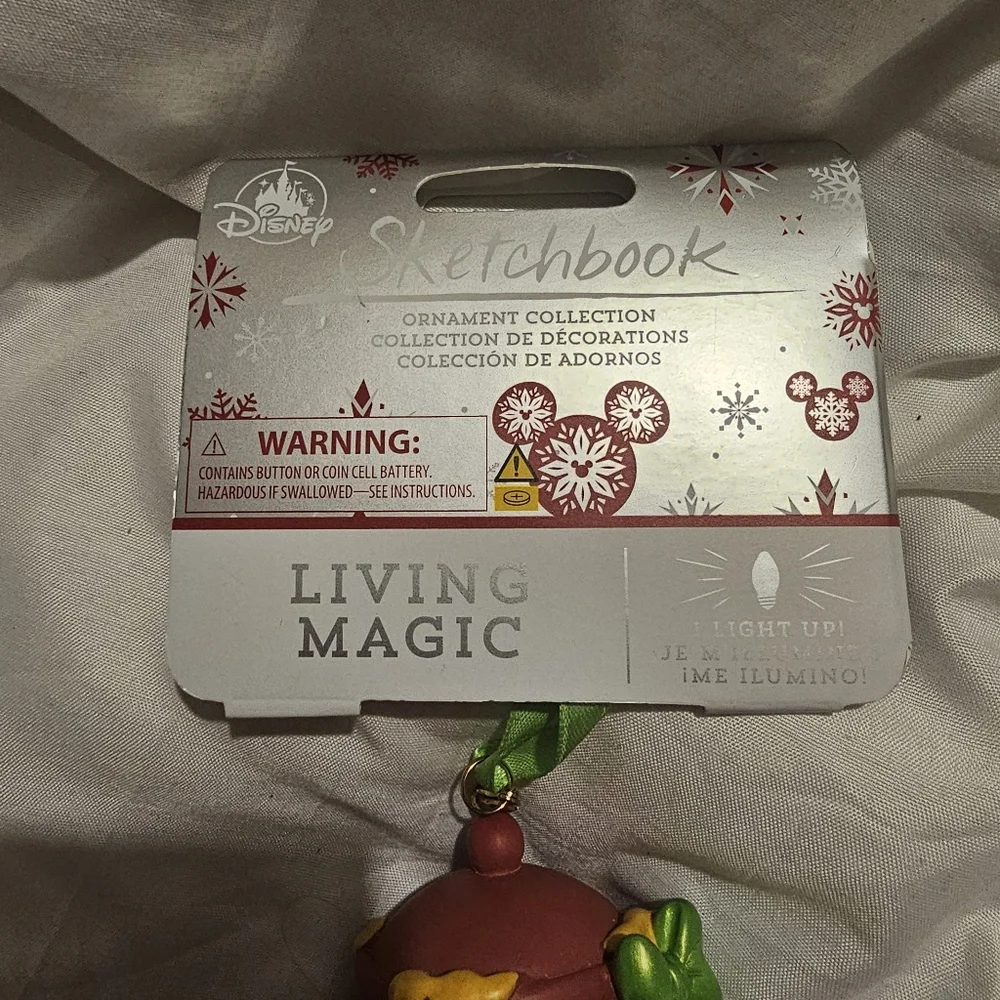 Disney Sketchbook Living Magic Winnie the Pooh Santa Fireplace Ornament Light Up